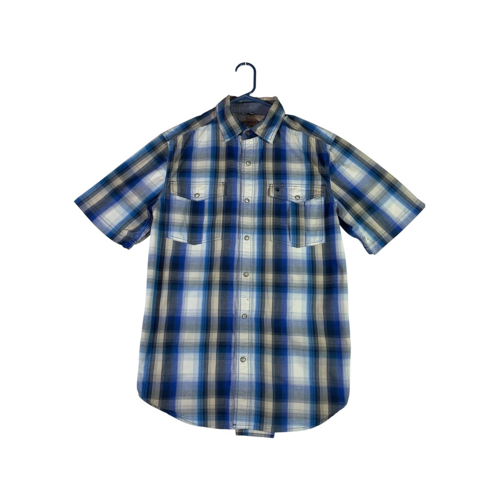 Carhartt Shirt Mens Medium Multicolor Plaid Relaxed Fit Short Sleeve Pearl Snap
